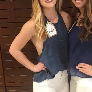 Silky blue halter top (worn once) American Eagle